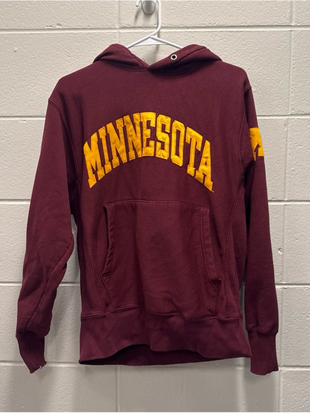 Maroon Minnesota Pullover Hoodie with Gold Lettering